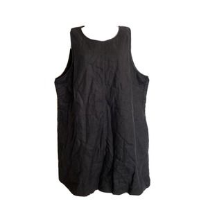 J. Crew Women's Button Back Sleeveless 100% Linen Shirt Dress Black Sz XXL 2XL